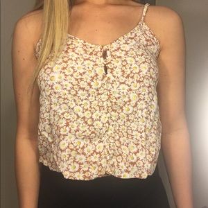 Floral button top